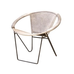 ARMCHAIR COW HIDE METAL FRAME MAMA    - CHAIRS, STOOLS